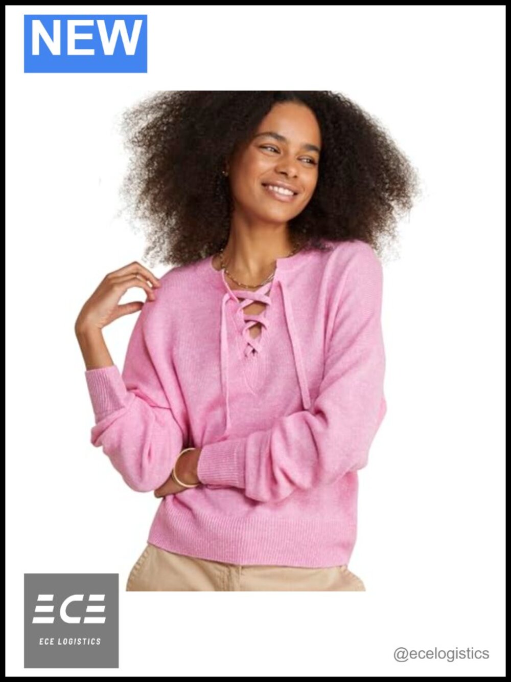 Cashmere Linen Lace-Up Crewneck Sweater Lightweight